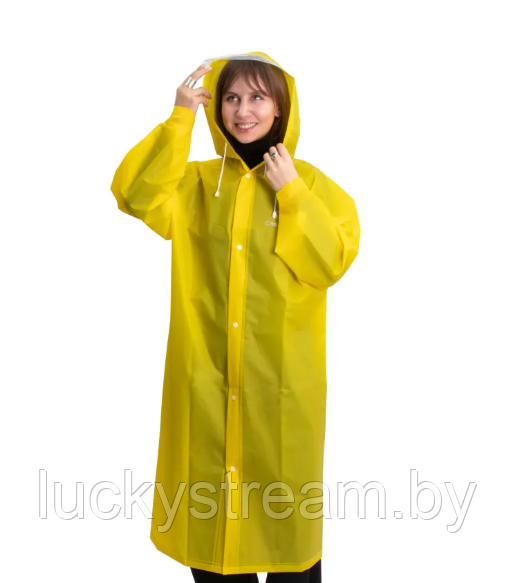 Плащ-дождевик Следопыт плотный EVA с козырьком на капюшоне и чехлом желтый