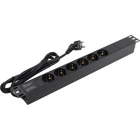 Блок розеток горизонтальный ExeGate ServerPro PDU-19H602 Al-6S-EU2CU (19", 1U, Алюминий, 6 Schuko, кабель с
