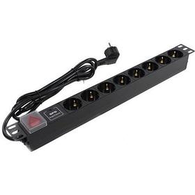 Блок розеток горизонтальный ExeGate ServerPro PDU-19H807 Al-8S-EU2CU-SW-SPD1 (19", 1U, Алюминий, 8 Schuko,