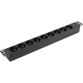 Блок розеток горизонтальный ExeGate ServerPro PDU-19H907 Al-9S-C20 (19", 1U, Алюминий, 9 Schuko, С20, черный,