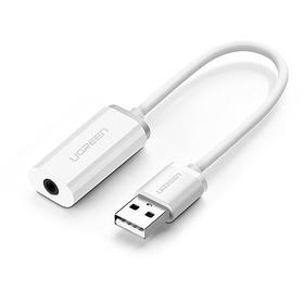 Внешняя звуковая карта UGREEN US206 (30712) USB A Male to 3.5 mm Aux Cable. Цвет: белый