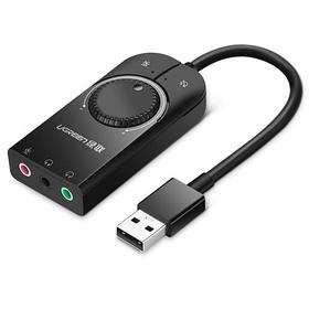 Внешняя стерео звуковая карта UGREEN CM129 (40964) USB External Stereo Sound Adapter. Длина: 15 см. Цвет: