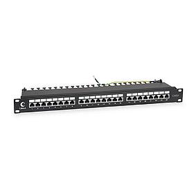 Патч-панель 19" Кат.6 Cabeus PL-24-Cat.6-SH-Dual IDC 1U 24 порта
