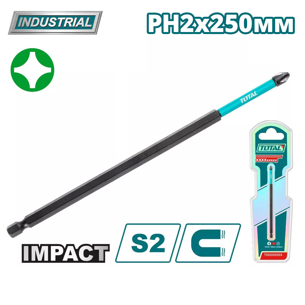 Бита ударная PH2 250 мм TOTAL TACIM71PH2250