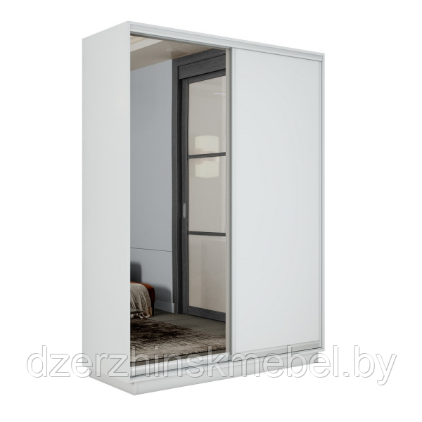 Шкаф-купе Экспресс-2 1200х2400х450 Белый снег (ДСП/зеркало)