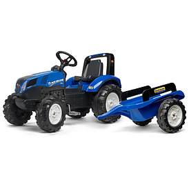 Детский педальный трактор Falk New Holland с  прицепом 3090B