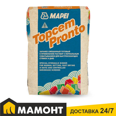 Смесь для стяжки пола цементная быстротвердеющая Mapei Topcem Pronto, 25 кг, фото 2