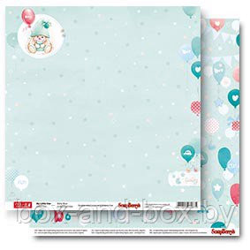 Бумага для скрапбукинга 30,5х30,5 см 190 гр/м двусторон ЗайкаМи Малыши Первый праздник
