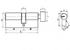 Цилиндровый механизм В 60 (30x30) ключ/верт. (никель) Vanger