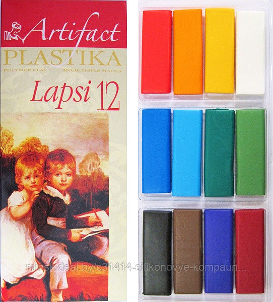 Пластика - полимерная глина набор LAPSI 12 классических цветов 240г Artifact