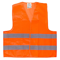 Жилет сигнальный Оранжевый, р-р L 56×58см, светоотражающий, на липучках, STARTUL