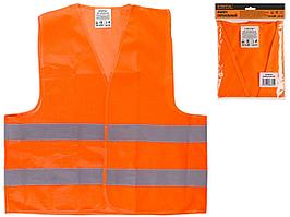 Жилет сигнальный Оранжевый, р-р L 52×54см, светоотражающий, на липучках, STARTUL
