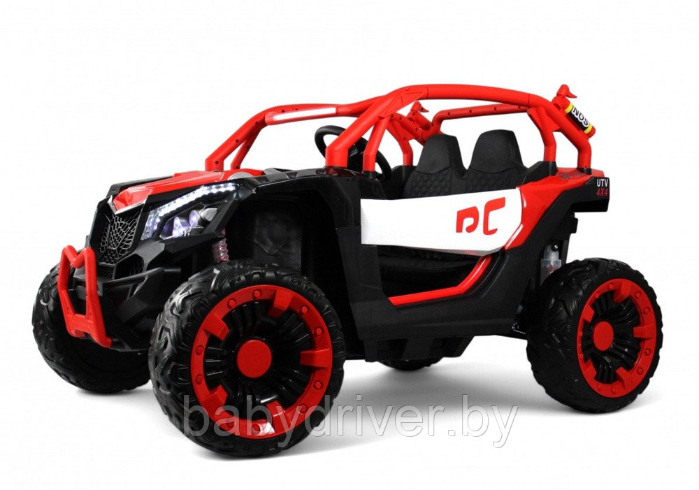 Детский электромобиль RiverToys X707XX (черно-розовый) Buggy Полноприводный, двухместный