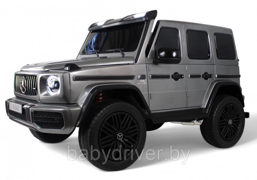 Детский электромобиль RiverToys Mercedes Benz G63 Y777YY (серый глянец) Лицензия Двухместный Полноприводный до