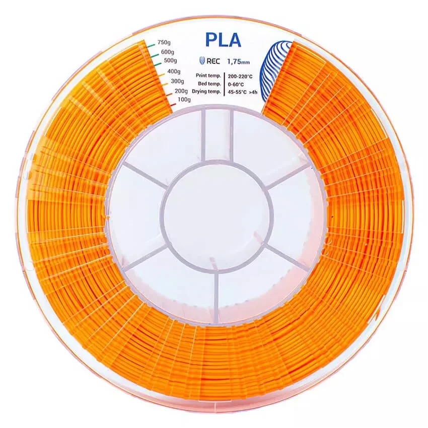 Катушка пластика REC PLA 1.75мм 0,75 кг, оранжевая