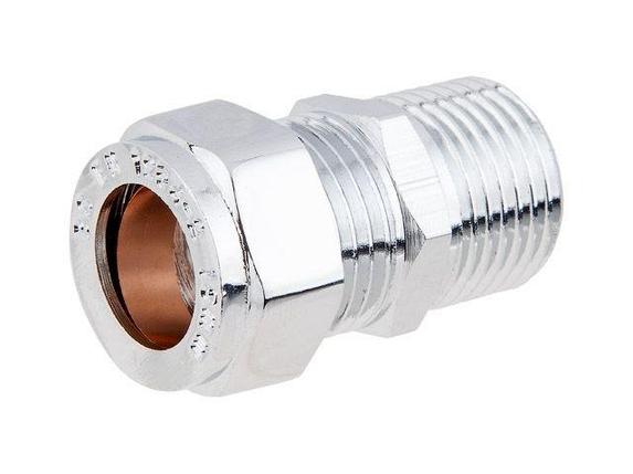 Ниппель 15 х 1/2" нар. для медных труб ХРОМ, AV Engineering (инд. упак.), фото 2