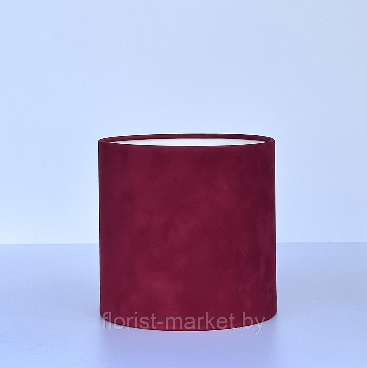 Коробка бархатная без крышки, D18/H17,5 см, бордо