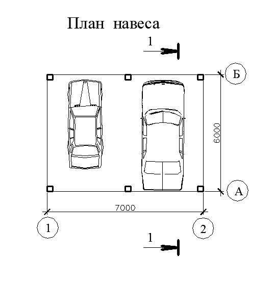 Проект навеса 7 на 6 м