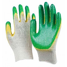 Перчатки х/б рабочие с двойным латексным покрытием!