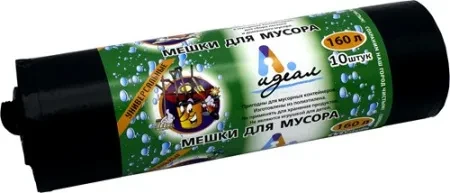 Пакеты для мусора 160л ПВД 10шт Идеал 80*110см 50мкм