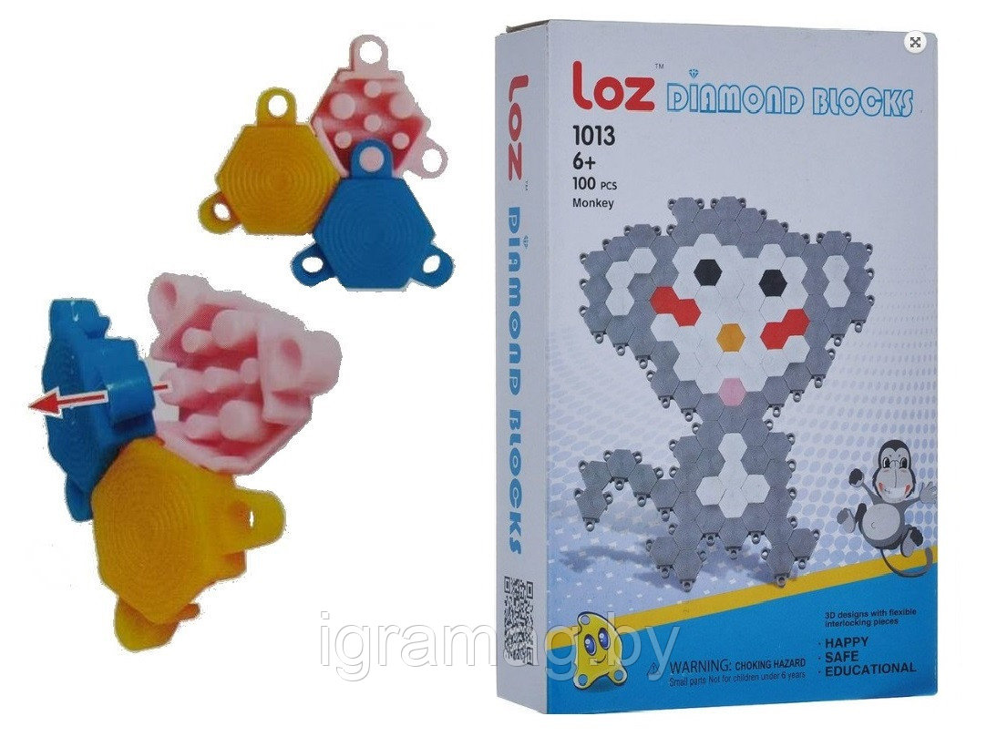 Мозаика эластичная фигурная Обезьянка 100 фишек