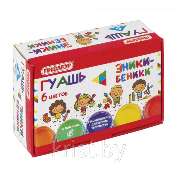 Гуашь Пифагор "Эники-Беники", 6цв, 10мл