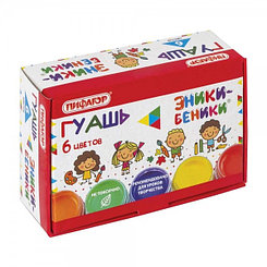 Гуашь Пифагор "Эники-Беники", 6цв, 10мл