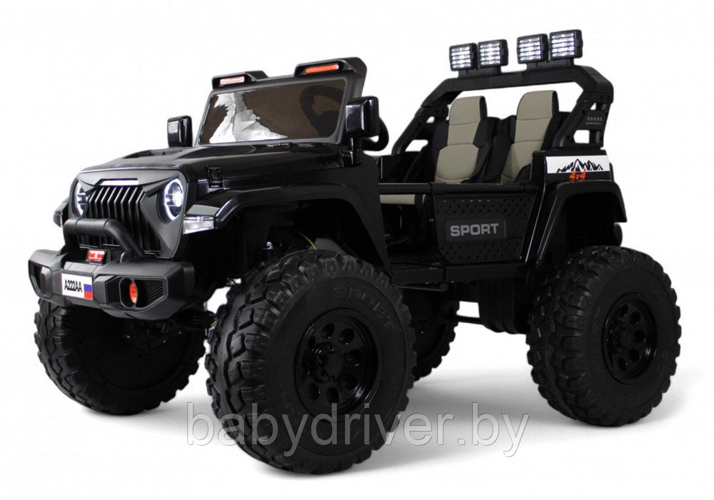 Детский электромобиль RiverToys Jeep A222AA (черный) Двухместный Полноприводный
