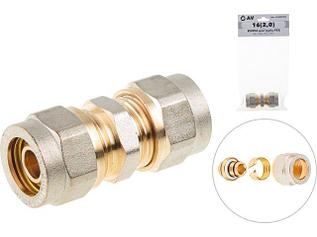 Муфта 16(2.0) для труб PEX, AV Engineering (инд. упак.) (для металлопластиковых и PEX труб)