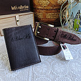 Мужской набор: ремень 4см ТЁРКА + обложка для автодокументов, фото 3