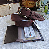 Мужской набор: ремень 4см ТЁРКА + обложка для автодокументов, фото 4
