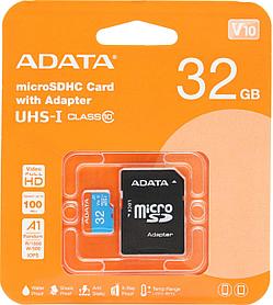 Micro SDHC 32 Gb ADATA Premier (AUSDH32GUICL10A1-RA1) (32 ГБ, класс 10, UHS-I (класс U1), чтение: 80 МБ/с)