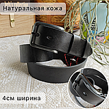 Кожаный ремень 4см Ремарт КАНТРИ чёрный, фото 6