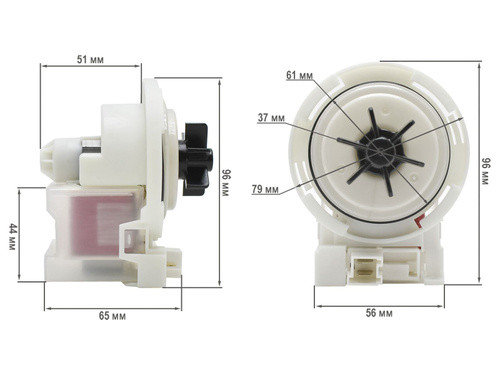 Сливной насос Bosch  Copreci 30w (белый,4 защелки, высокая крыльчатка) PMP035BO KEBS111093 KEBS121128, фото 2