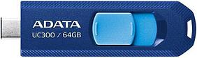 USB3.2 64Gb ADATA UC300 (ACHO-UC300-64G-RNB/BU) USB 3.2 Type-C, пластик, выдвижной механизм, синий/голубой