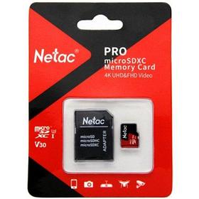 MicroSDXC 256GB V30/A1/C10 Netac P500 Extreme Pro с адаптером