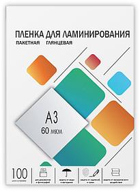 Пленка 303х426 (60 мик) 100 шт./ Пленка для ламинирования A3, 303х426 (60 мкм) глянцевая 100шт, ГЕЛЕОС