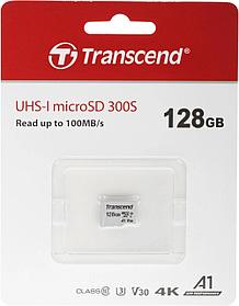 Карта памяти microSDXC UHS-I U3 Transcend 128 ГБ, 100 МБ/с, TS128GUSD300S, 1 шт., без адаптера