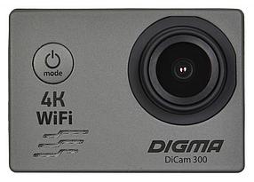 Экшн-камера DIGMA DiCam 300 4K, WiFi, серый [dc300]