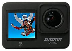 Экшн-камера Digma DiCam 880 (внешний микрофон/пульт ДУ), 4K, WiFi, черный [dc880]