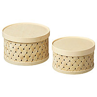 IKEA/ СНЕПЛОГ корзина с крышкой, 2 штуки, тополь