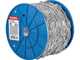 Цепь сварная длиннозвенная, оцинк. М2 DIN 763 (бухта 80 м) STARFIX