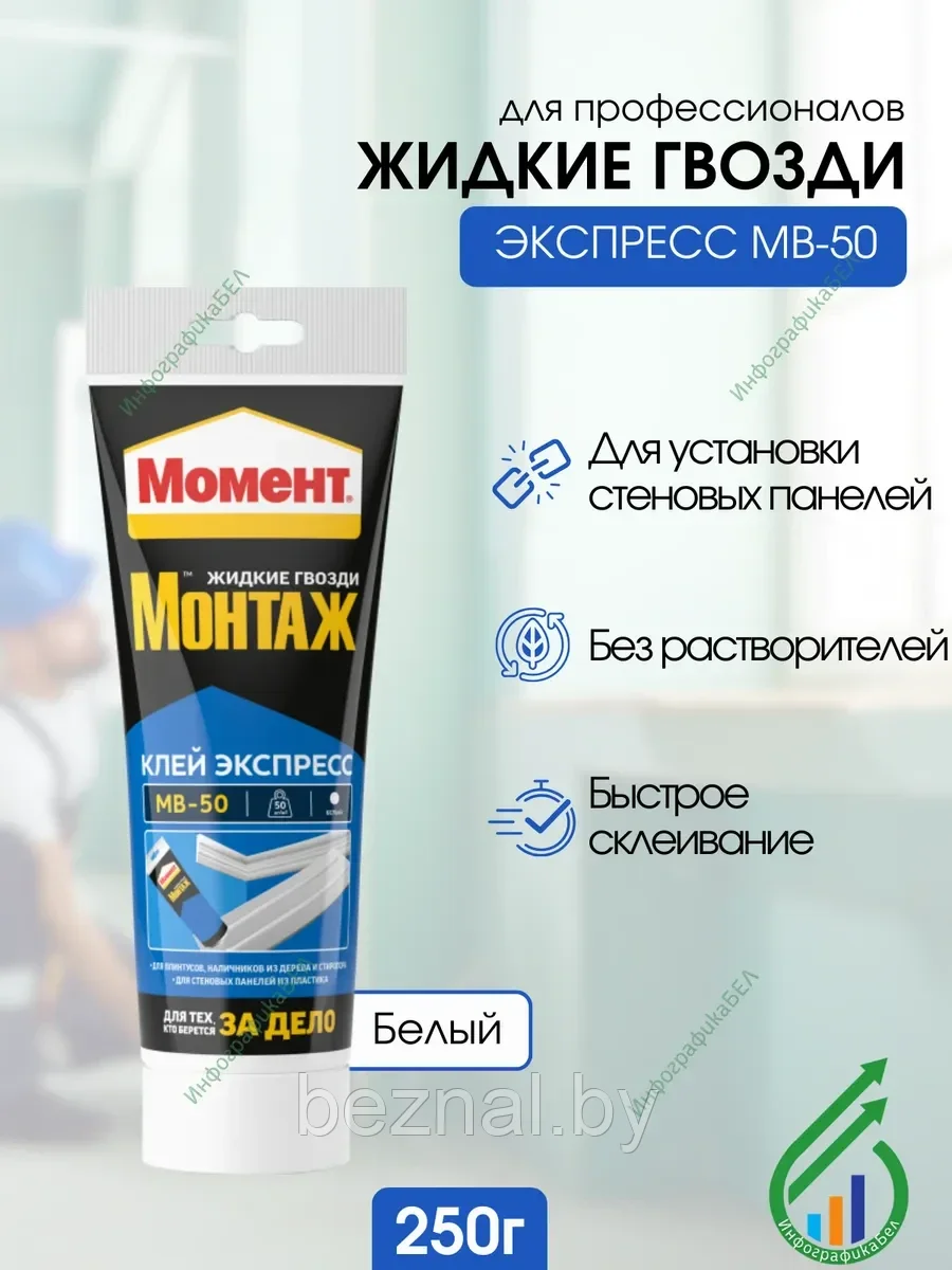 Жидкие гвозди МОМЕНТ МОНТАЖ Экспресс МВ-50 250г