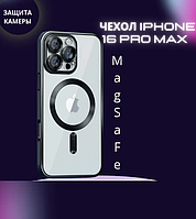 Чехол-накладка для Apple Iphone 16 Pro Max (силикон) прозрачный с черным