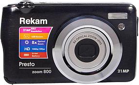 Фотоаппарат Rekam Presto zoom 800 черный 21Mpix Zoom8x 2.7" 1080p SDHC/MMC CMOS IS el 3.8minF/Li-Ion/case