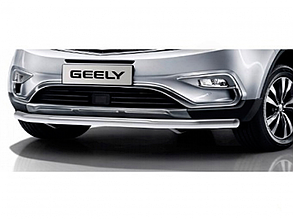 Защита переднего бампера (сталь / хром) одинарная D57 Geely Atlas