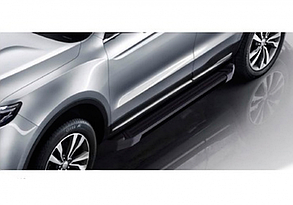 Защита порогов (комплект 2шт) площадка усиленная / Black Geely Atlas