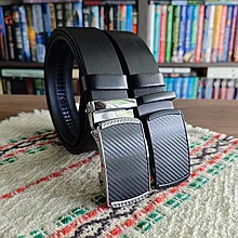 Кожаный ремень 3,5см Ремарт автомат черный без прошивки