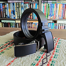 Кожаный ремень 3,5см Ремарт автомат черный без прошивки