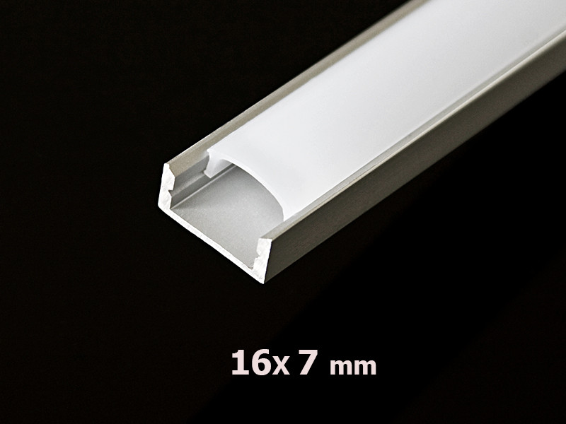 Алюминиевый профиль накладной с экраном 16х7 для LED ленты